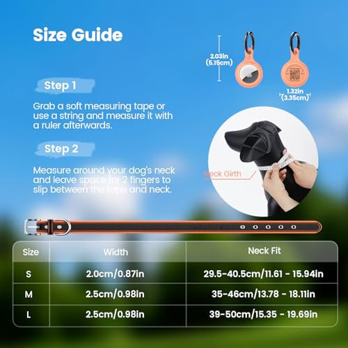 Leather Dog Collar with AirTag Holder-Compatible with Airtag, Adjustable & Personalised for Small Medium, Large Dogs - Image 4