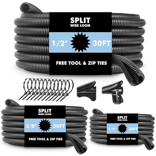 Automotive Wire Loom Flame Retardant Split Wire Loom Tubing Assortment Wiring Loom Kit Plastic Cover...
