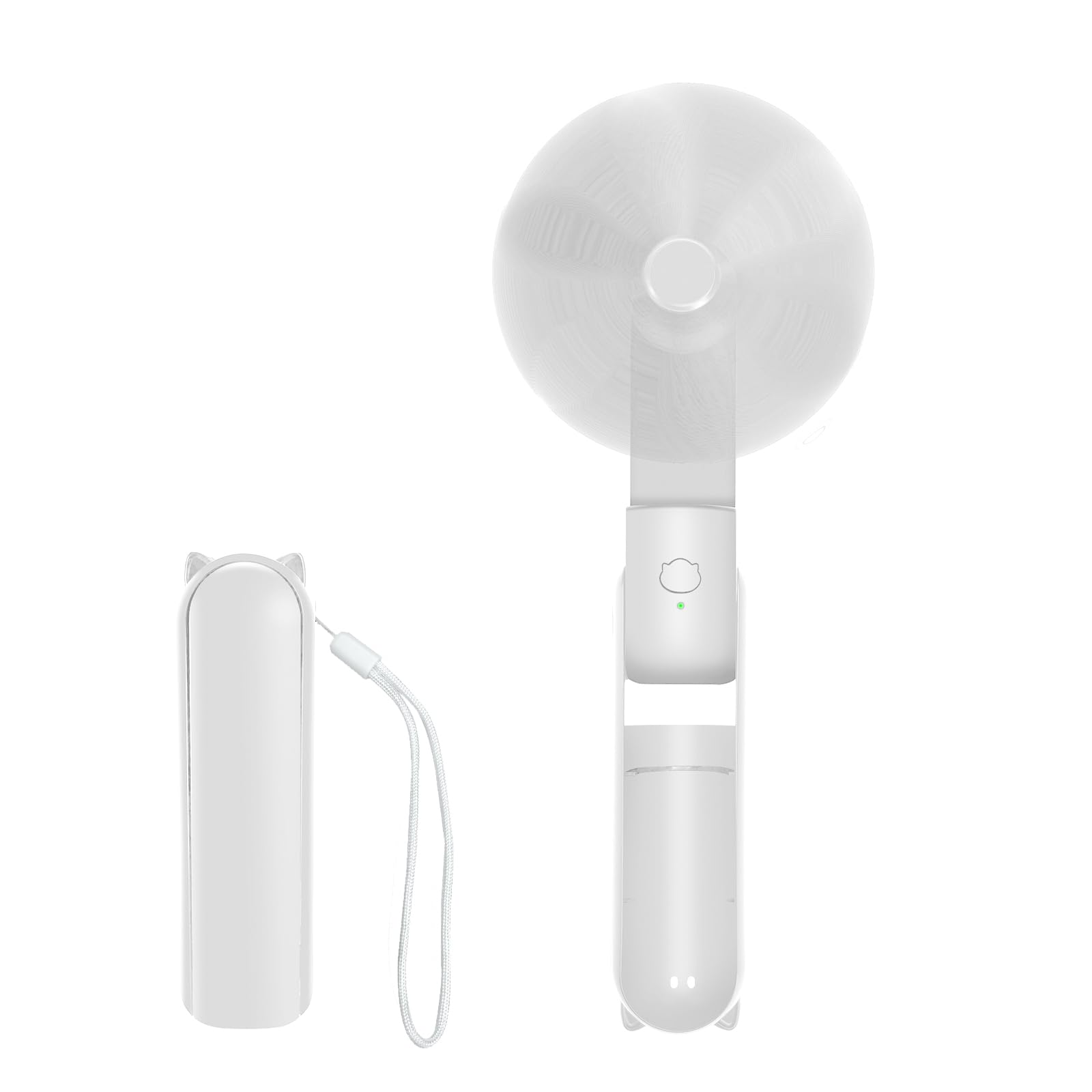 Jsdoin Ventilatore Portatile, 3 Velocità Ricaricabile Ventilatore Tascabile con Banca di potere, Cordino, Mini Ventilatore per Casa, Ufficio, Viaggi e all’aperto (Bianco)