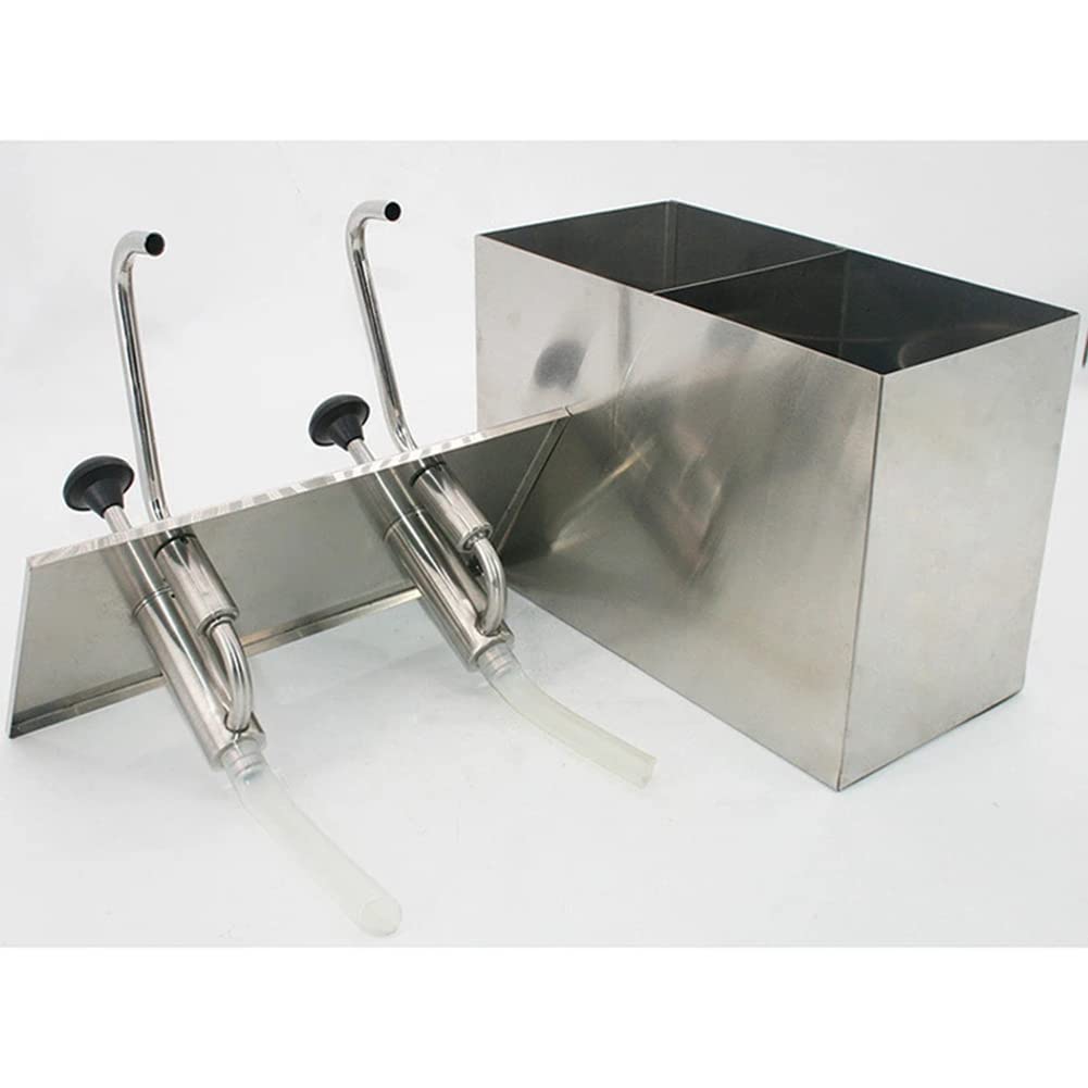 8L Condimento Pompa Dispenser Acciaio Inossidabile 304 Salsa Pompa Dispenser Doppia Testa Stazione Di Pompaggio Per Condimenti Con 2 Serbatoi Da 4 Litri Per Senza Particelle Spremi Salsa