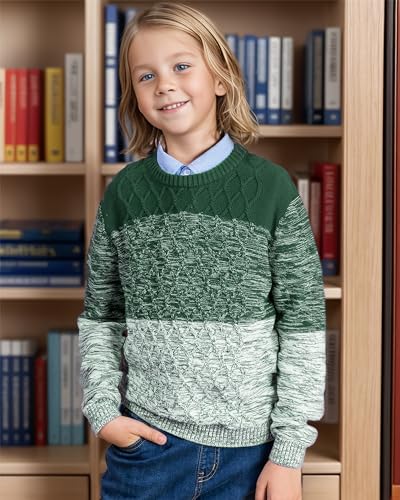 Image of BOBOYOYO Boys Sweaters 100% Cotton Cable Knit Kids Sweater Striped Pullover