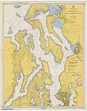 Puget Sound & Admiralty Inlet Historical Map 1949 - Vintage Map Reproduction - Nautical Decor - Wall...