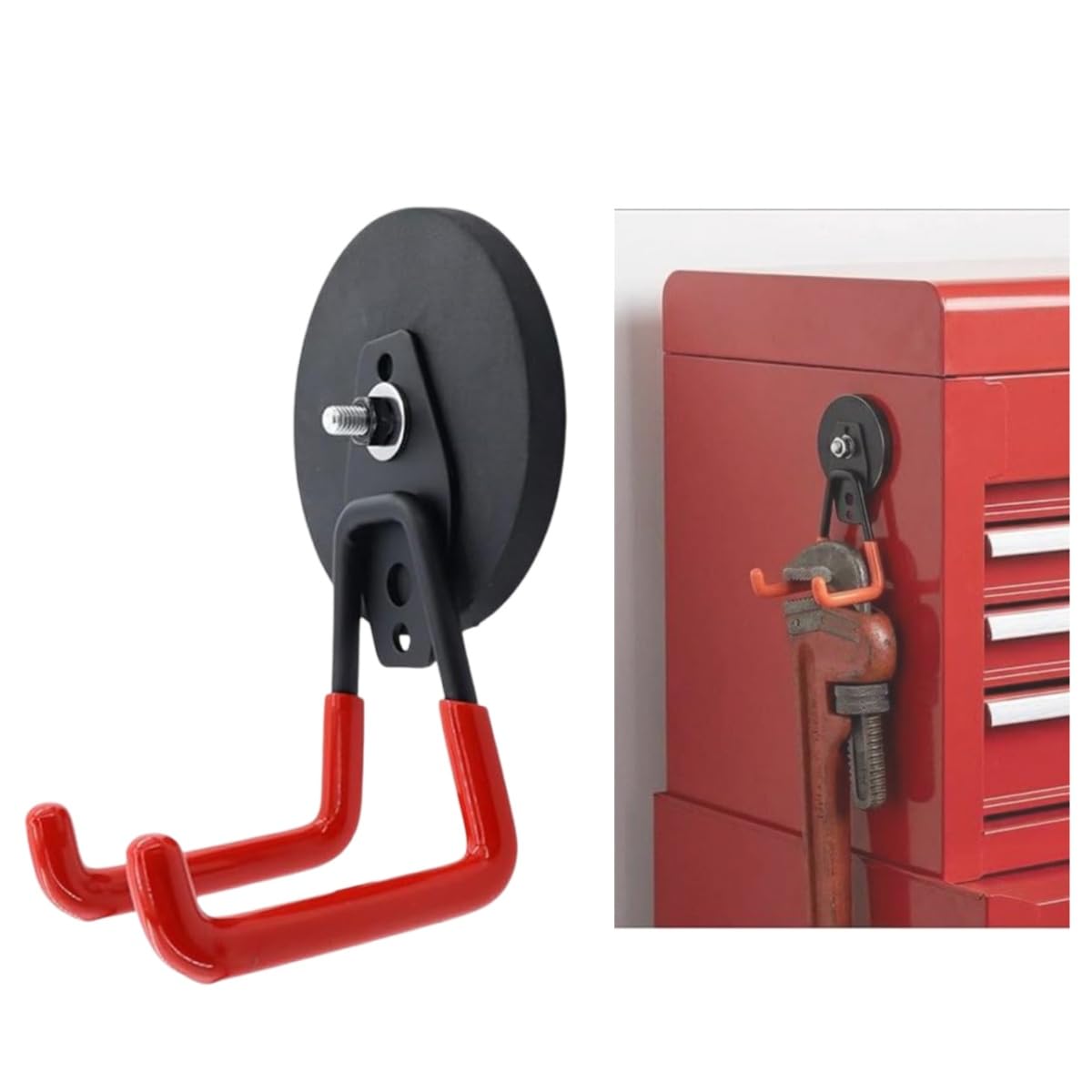 Heavy-Duty Magnetic Double-Claw Hook, Rubber Coated Strong Garage Magnets, Non-Slip Magnetic Strong Utility Double Hooks for Indoor & Outdoor Hanging (Up to 26kg)