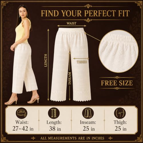 Image of Vastraa Fusion Women's Regular Fit Cotton Chikan Palazzo