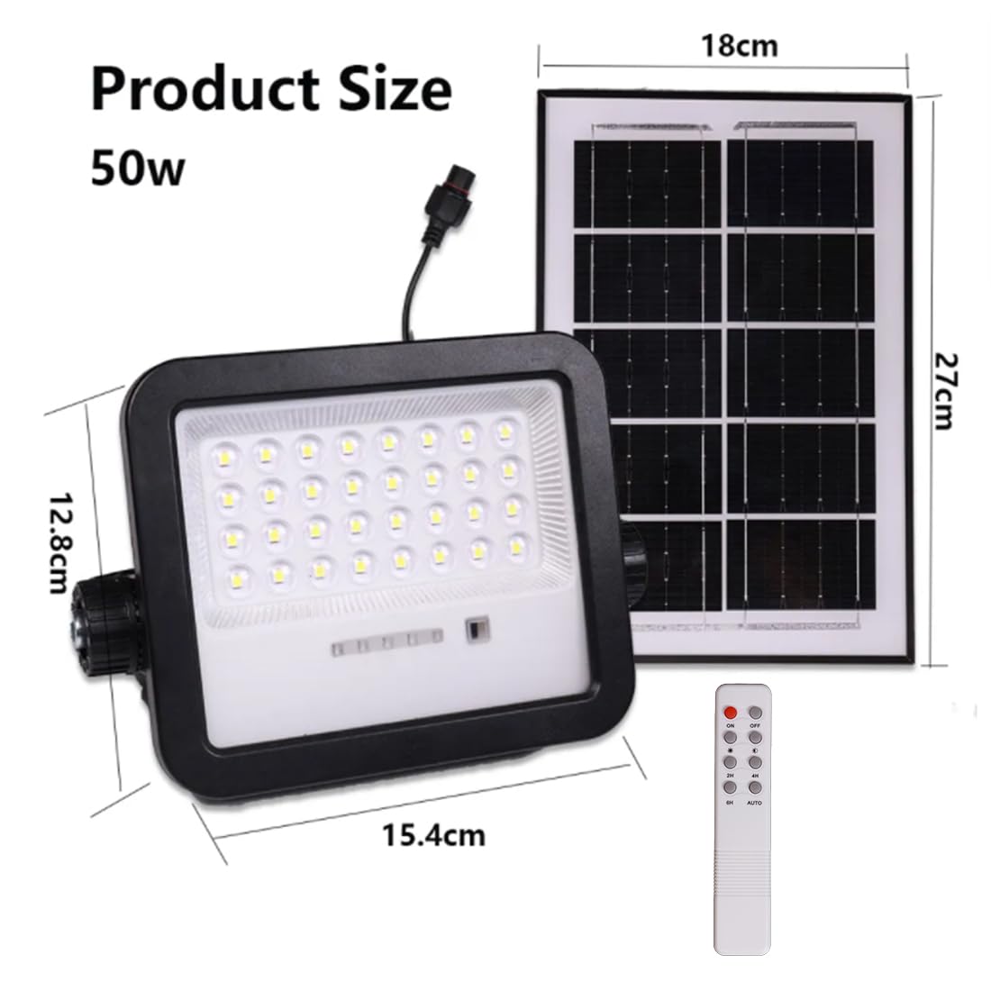 Anern 6500K 50 W Zewnętrzny reflektor solarny 700 lm z pilotem zdalnego sterowania, 5000 mAh, 32 diody LED, zewnętrzna lampa solarna, IP65, wodoodporne oświetlenie słoneczne do ogrodu, garażu, zniżki
