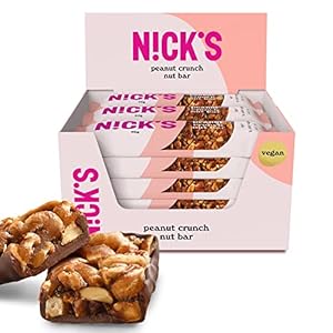 NICKS Barre Keto Sans Sucre Ajouté aux Cacahuetes et Chocolat I Vegan, Sans Gluten, Sans Huile de Palme (12x40g)