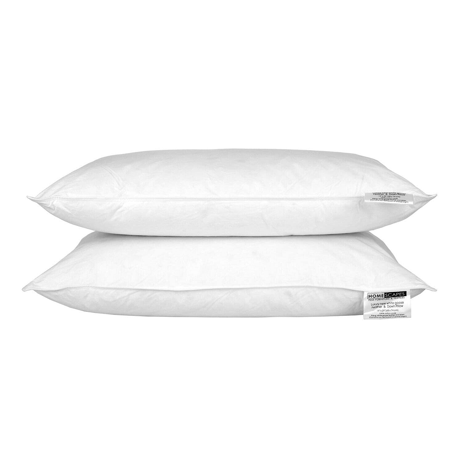 Laura Secret Luxury 100% Duck Feather Pillow Pack of 2 100% Cotton Cover