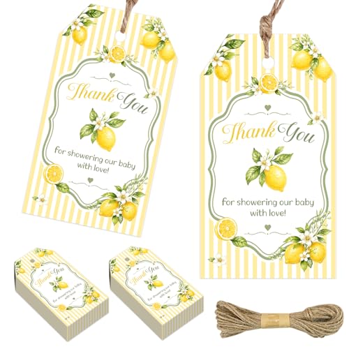 Étiquettes de remerciement pour fête prénatale jaune 2x8,9cm Baby Shower