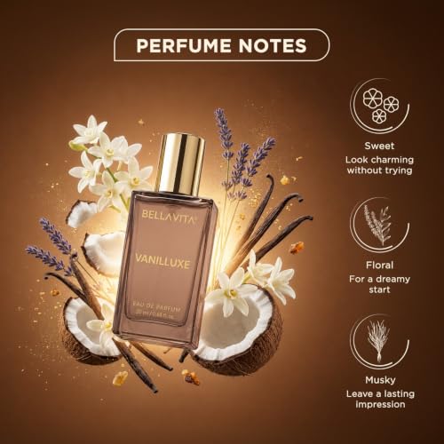 Image of BELLAVITA Vanilluxe | Long Lasting | 20ml | Perfume for Man |Unisex Perfume | Cedarwood, Jasmine | Musky, Floral, Vanilla Premium Fragrance