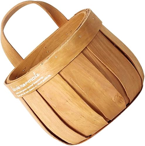 DOITOOL Contenedor tejido de mimbre hecho a mano colgante tejido de hierba marina tejida retro maceta de madera contenedor de flores florero floral