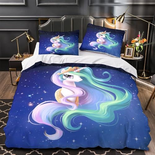 Housse de couette licorne haut de gamme parure lit super king 260x220cm microfibre finition éclair - 2