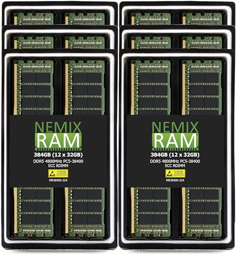 Image of NEMIX RAM 384GB (12X32GB) DDR5 4800MHz PC5-38400 2Rx8 1.1V CL40 288-PIN ECC RDIMM Registered Server Memory KIT
