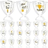 Treela 18 Pcs Employee Appreciation Awards Gifts Bulk Small Acrylic Trophies Mini Thank You Plaque Gifts for Recognition Adults Students Classroom Office Graduation Decorations(Trophy,Gold)