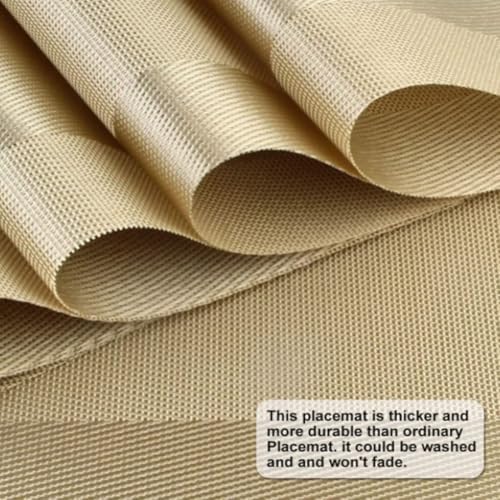 Image of Solitude Placemats Set of 4 Dining Table Place Mats | Placemats Table Mat PVC Material | Non-Slip Heat Resistant | Dining Tablemates Washable Anti-Skid | Size 45 x 30 CM (Gold)