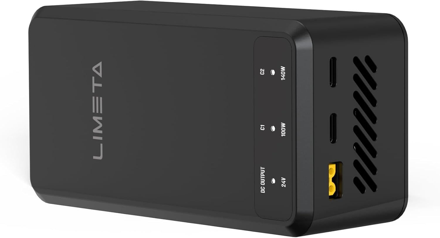 LIMETA 200W USB C Laptop Charger Type-C 24V DC Power Adapter Fast Charging Compact and Portable