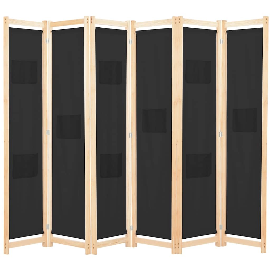 6-panelowy parawan 240x170x4 cm materiał czarny