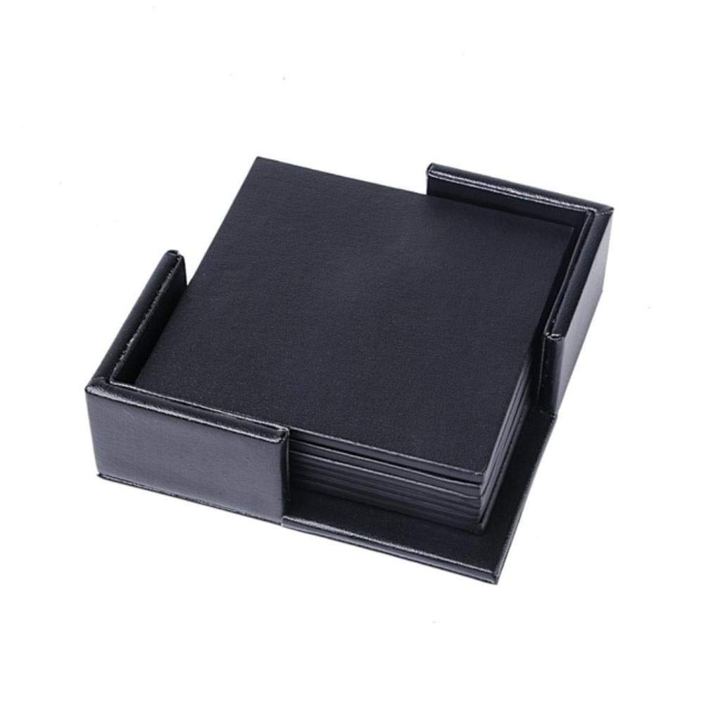 Posavasos Originales，Posavasos De Mármol De Cuero Bebida Taza De Café Alfombrilla De Té Mesa De Comedor Manteles Individuales Mesa Negro Blanco Decoración Elegante 6Pcs, Cuadrado Puro