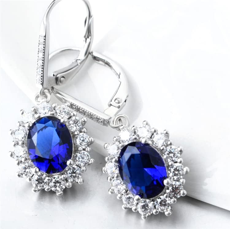 Amy & Annette Leverback Halo Sapphire Earring - 18k White Gold Plated Earrings for Women - Great Gift Idea for Every Occasion - Image 7