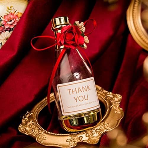 12Pcs Plastic Candy Box Thank You Champagne Bottle Wedding Favor Marriage Box Sweets Plastic Box Event Supply (Red-12pcs,S-11.5x4.5cm)