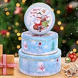 MZJAUVF 3PCS Scatole Latta Natale, Biscottiera Natalizia, Portabiscotti Natalizio con Cope...
