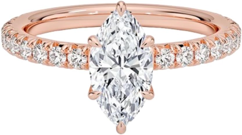 1–5 CT Marquise Cut Lab Grown Diamond Engagement Ring VVS2 E/F Color 925 Sterling Silver 10K 14K 18K Solid Gold Vintage Halo Wedding Anniversary Ring Set for Women(IGI-CERTIFIED)