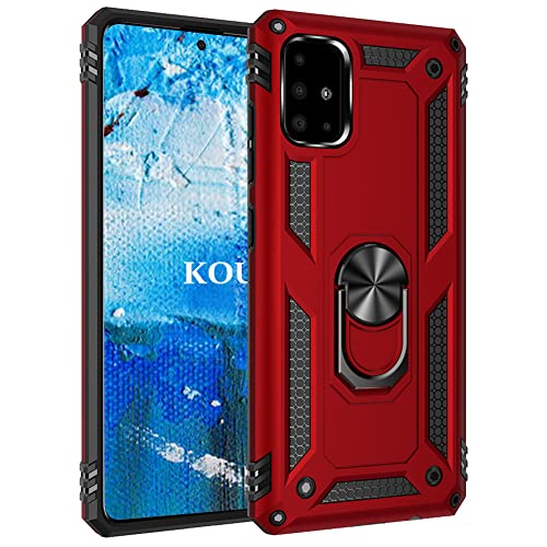 KOUYI Funda para Samsung Galaxy A51 5G, Armor Militar Carcasa con 360 Anillo iman Soporte Hard PC y Silicona TPU Bumper antigolpes Fundas Carcasas Case con Kickstand para Samsung Galaxy A51 5G (Rojo)