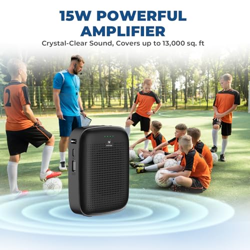Image of WinBridge Wireless Voice Amplifier for Teachers - 15W Portable Bluetooth Speaker with Wireless Microphone Headset, Mini PA System, Personal Mic for Classroom, Teaching, Training & Public Speaking A002