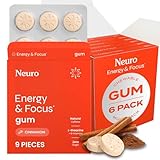 NeuroGum Energy & Focus Gum (54 Count-6 Pack, Cinnamon) | 40mg Natural Caffeine + L-Theanine + Vitamin B12 & B6 + Xylitol | Sugar Free Nootropic Cognitive Brain Performance Supplement