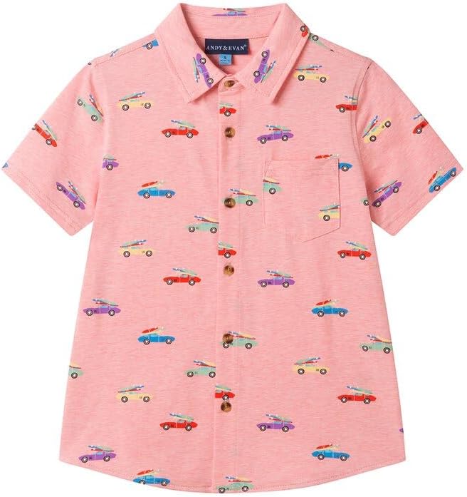 Andy & Evan Boys Printed Knit Shirt, 3T, Orange