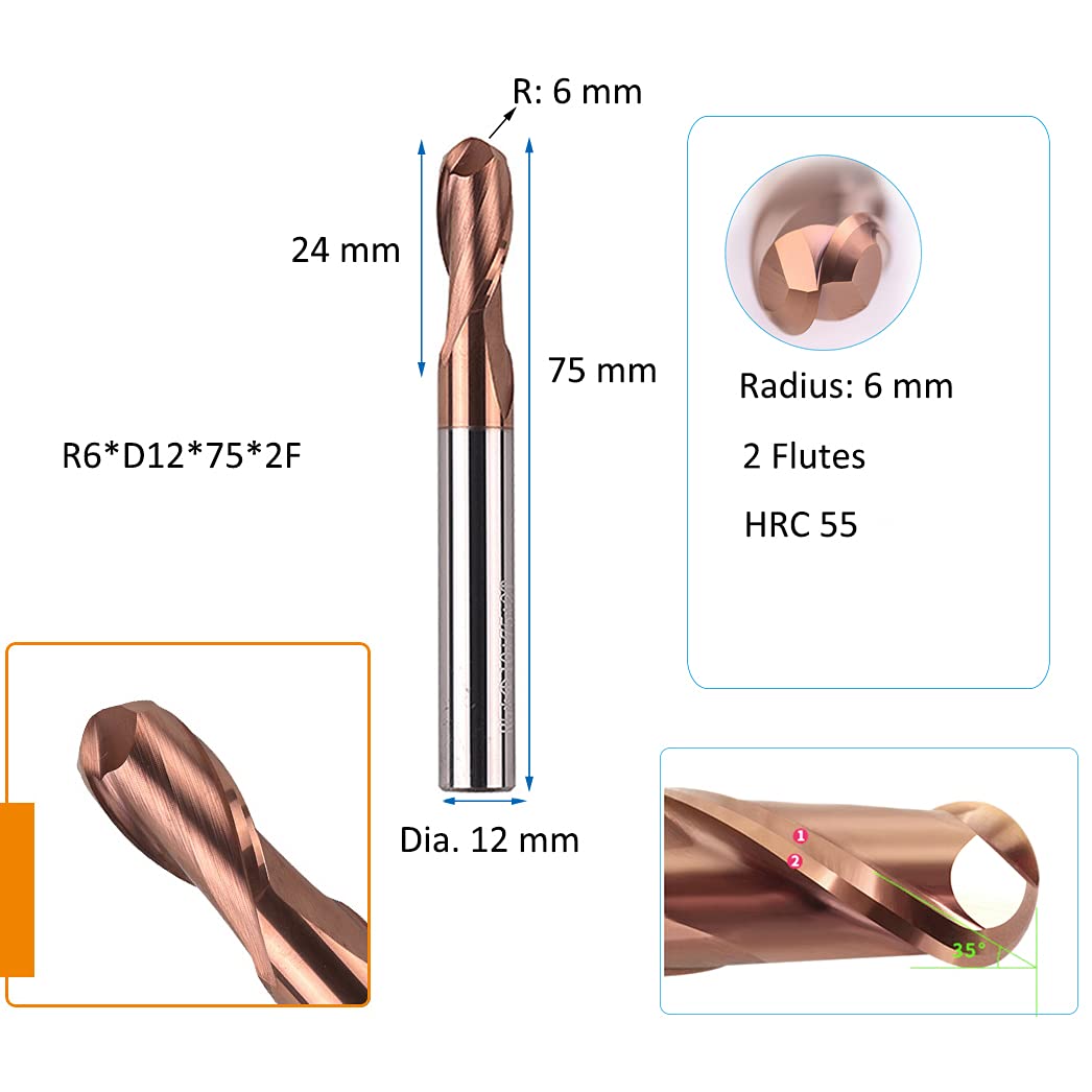 Frez do frezów o średnicy 4,5 mm, średnica chwytu 10 mm, trwały frez wolframowy HRC 55 do metalowej stali żelaznej TiAIN powłoka … (6,0 mm)