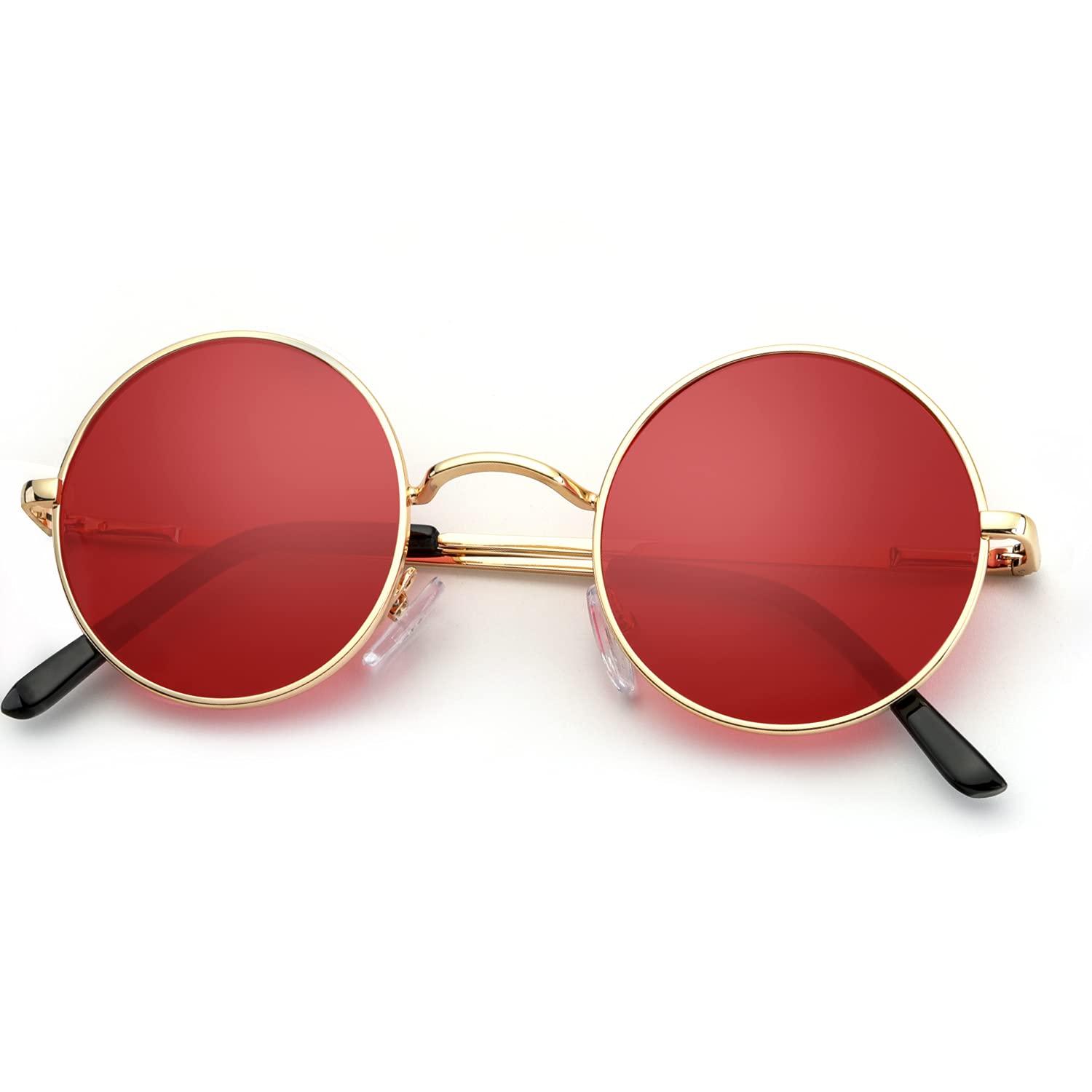 KALIYADI Round Polarized Sunglasses for Men Women Halloween Costume Retro Metal Hippie Circle Style Sun Glasses UV Protection