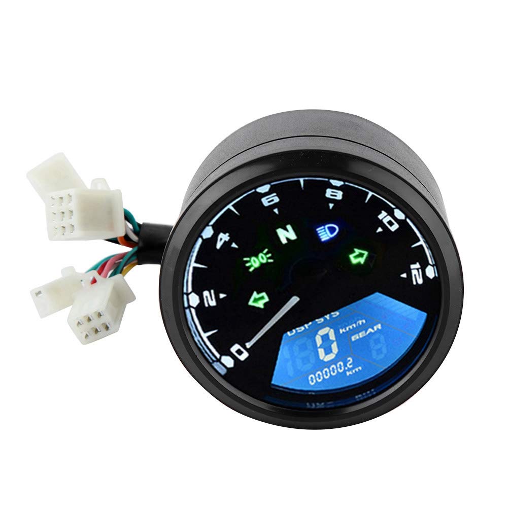KIMISS Universal-Motorrad-LCD-Anzeige, Digitalanzeige, Tachometer, Kraftstoff-Messgerät