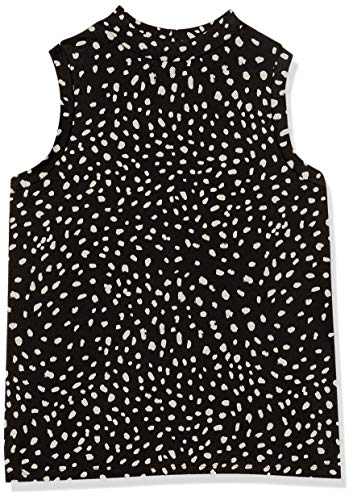 Daily Ritual Women's Jersey Relaxed-Fit Sleeveless Mock Neck Shirt, Black/White, Dalmation Print, Medium #TOP4