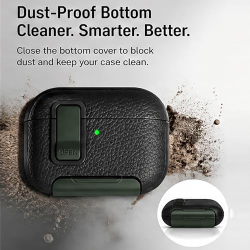 Image of for Leather AirPods Pro 3 Case 2025 | Cute iPod Air Pods Pro 3 Case with Magnetic Lock | with Phone Holder & Keychain | Airpods 3 Pro Cases for Man Women(Model A2700 /A2931)(Green Black)