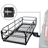 OKLEAD Hitch Mount Cargo Carrier 60' x 24' x 14.4' Folding Cargo Rack Rear Hitch Tray Luggage Basket with 400 LB Capacity Fits 2' Receiver for Car SUV Pickup