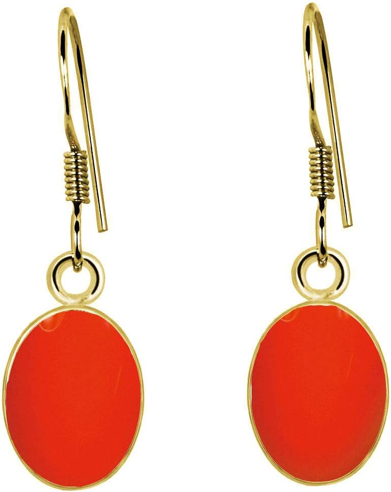 Choose Your Real Stone Earring Oval Shape Sterling Silver 18K Gold Plated Drop Pairs For Women