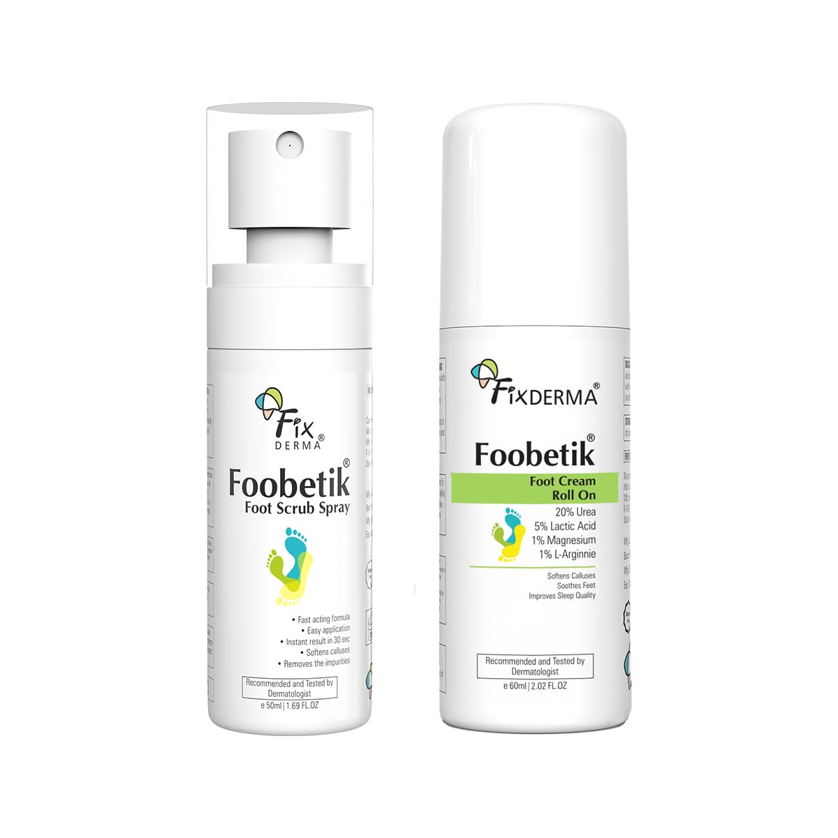 Fixderma Foobetik 30 Sec Pedicure Combo for Dry & Cracked Feet | Foot Scrub Spray + 20% Urea Foot Roll On | Removes Dead Skin & Calluses | Repairs Cracked Heels & Deeply Moisturizes Feet | 110ml-image-21