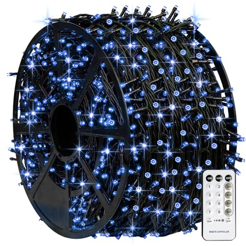 TW SHINE Blue Christmas Lights, 1000 LED 328FT Christmas String Lights Plug in with 8 Modes, Remote Waterproof Xmas Lights Outdoor Indoor Decorations for Party Yard Decor TW SHINE Blue Christmas Lights, 1000 LED 328FT Christmas String Lights Plug in with 8 Modes, Remote Waterproof Xmas Lights Outdoor Indoor Decorations for Party Yard Decor