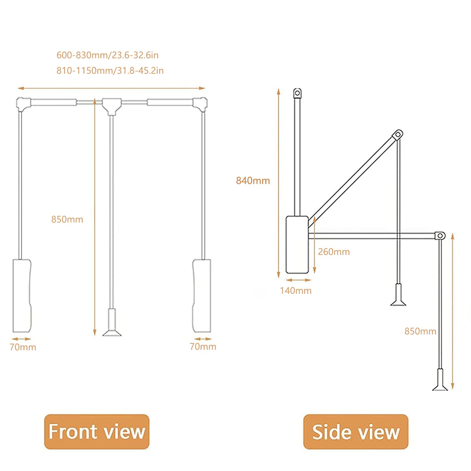 Appendiabiti saliscendi per Armadio Appendiabiti Hang Guardaroba, Rimovibile Hang Guardaroba Sollevamento Lift da Parete per Armadio Largo Regolabile,810x1150mm/31.8x45.2in