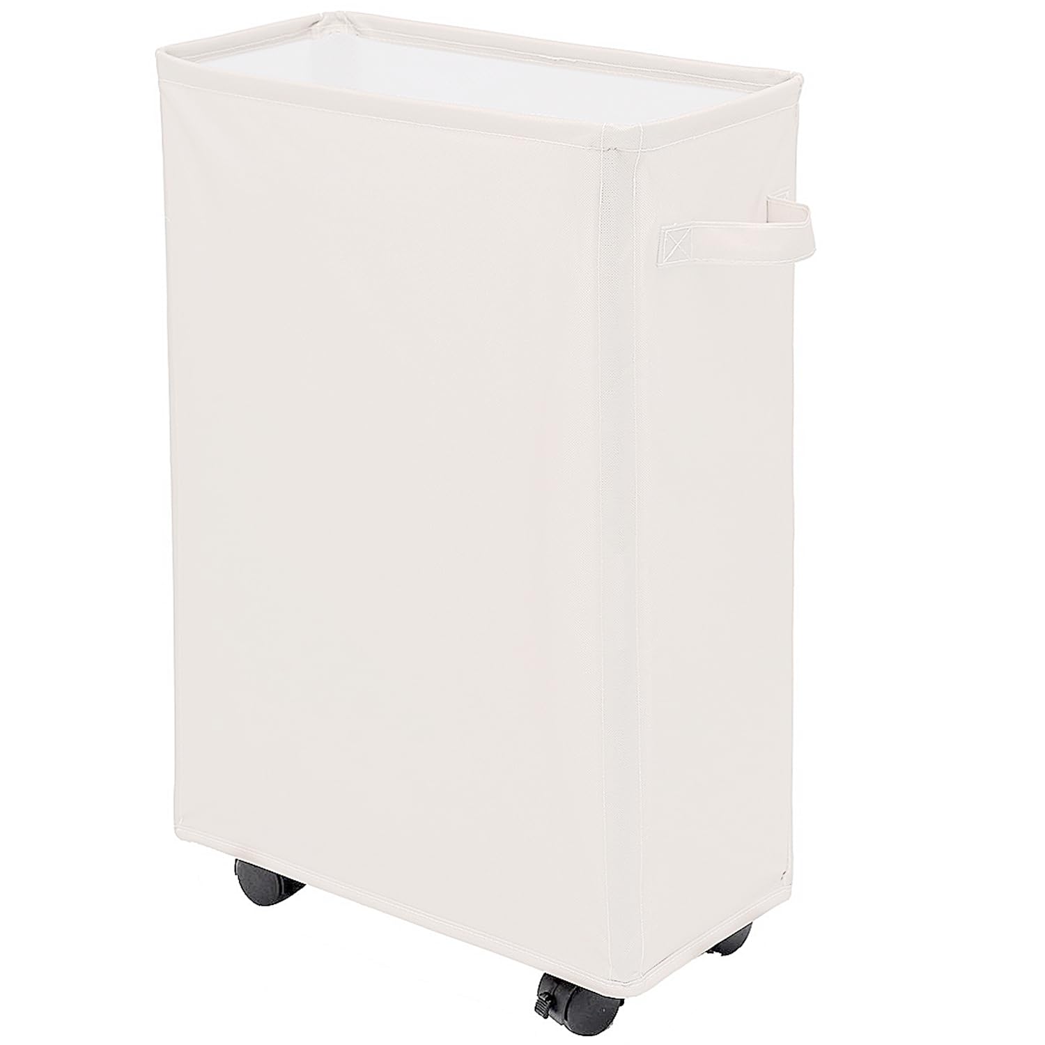Laundry Basket, Slim Storage Basket with Wheels, Collapsible Rolling Laundry Basket for Clothes, Small Laundry Hamper for Dorm and Laundry Room,Yoga Fitness Storage Organiser, 40L, Beige