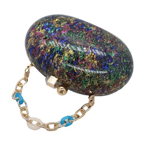Image of Acrylic Evening Clutch Bag for Women Shell Shape Shoulder Crossbody Bag Glitter Marble Purse Handbag