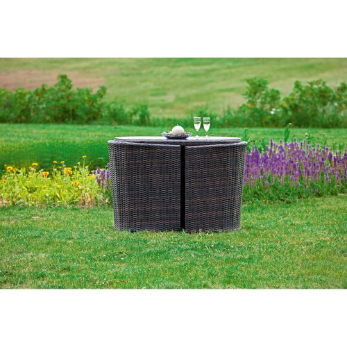 MERXX 5tlg. Balkonset Treviso, 2X Sessel inkl. Sitzkissen, 1 Tisch 115 x 64 cm, naturgrau