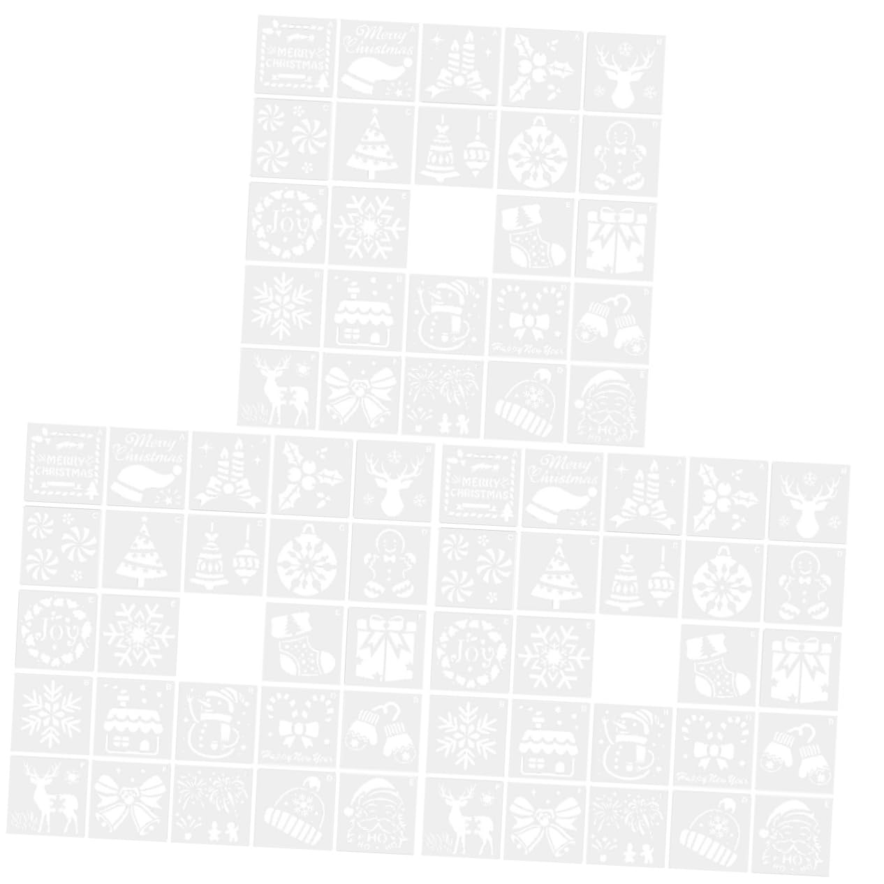 VILLCASE 72pezzi Stencil Natale per Pittura Creativa Template Hollow per Decorazioni Festive per attività Fai da Te e Lavoretti