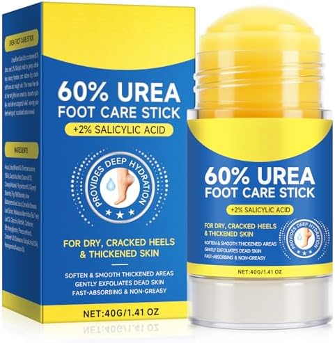 60% Urea with 2% Salicylic Acid Urea Foot Care Stick, Foot Cream Moisturizer for Dry Cracked Feet, Knees, Elbows, Hands,Moisturizes and Hydrates the Dry Skin,Callus Remover & Skin Softener -1.41oz