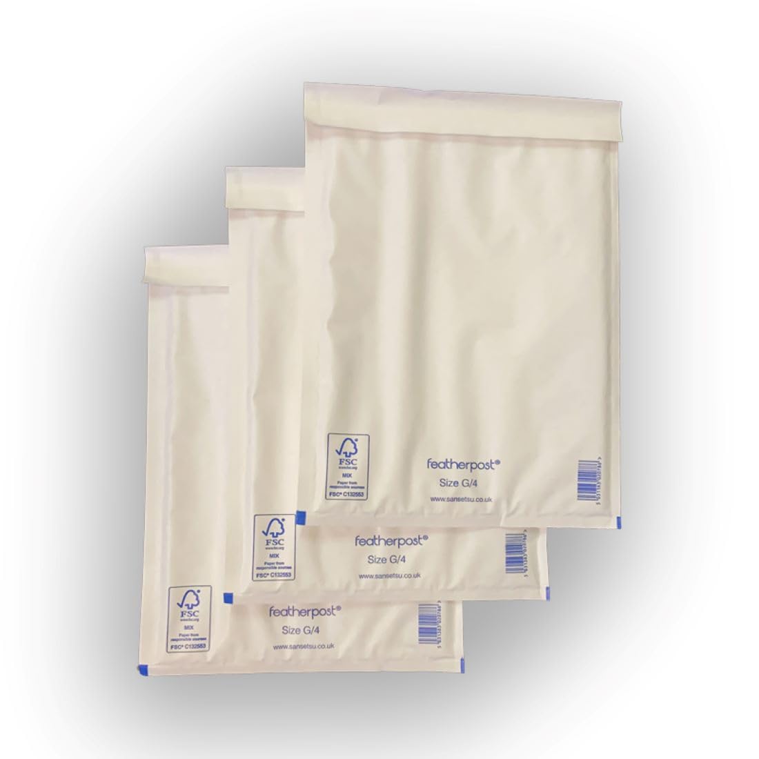 Featherpost Padded Mailers Envelopes A/000 to L/8 All Sizes and Quantities (White, G/4-200pc)