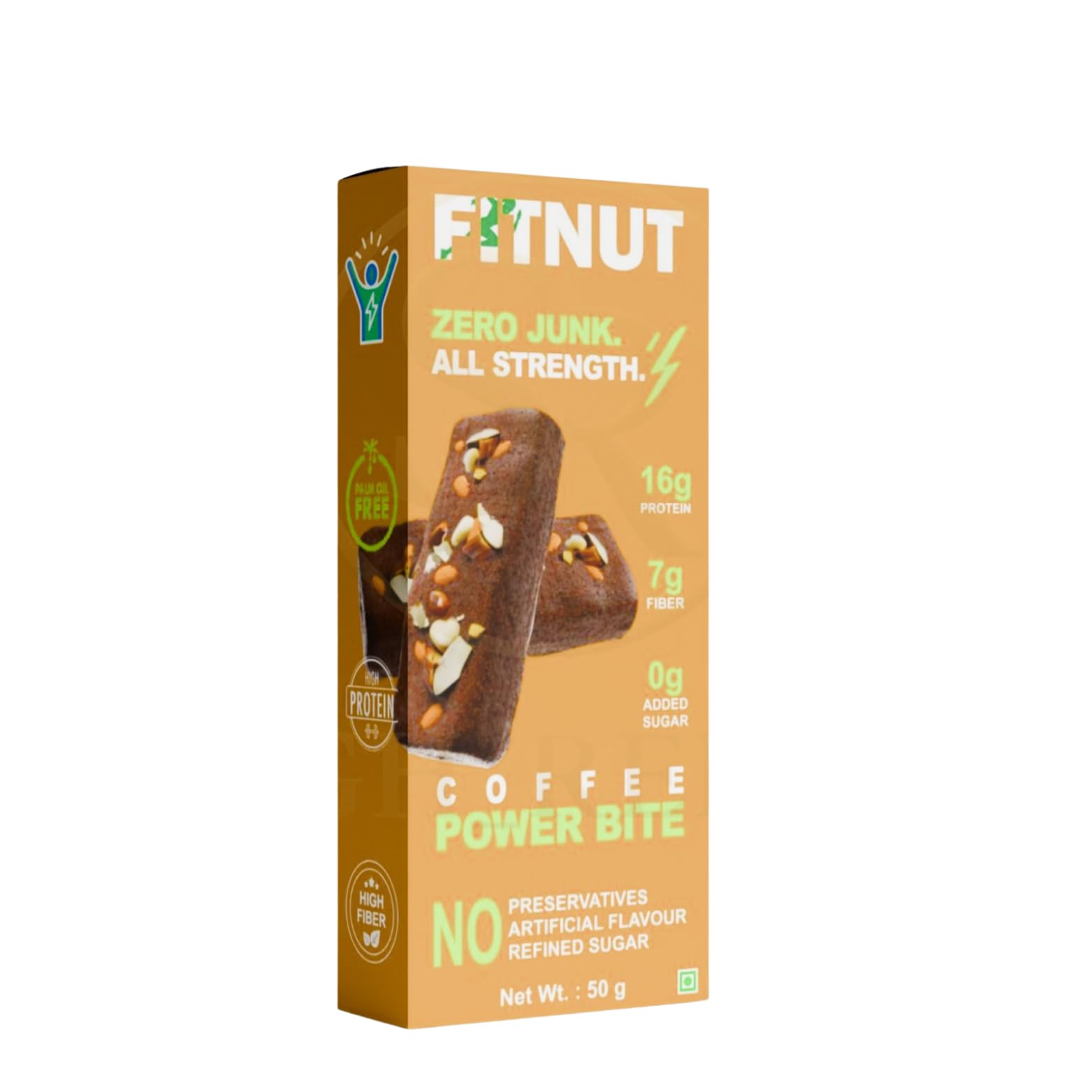 FIT NUT - 16g High Protein | 7g Fiber | Protein Coffee Bar - | No Added Sugar | Whey Protein | Made with Cashew, Almond, Peanut Butter, Coffee & Dates | Healthy Energy Snack for Gym, Workout & Weight Management | 50g-image-48