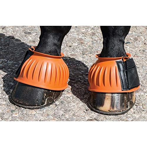 Dura-Tech Ribbed Rubber Double Lock Bell Horse Boots | Large Orange | Protect Against Hoof Impact & Trauma | Durable Enough For Turnout | No Rub Design | Secure Fit #TOP1