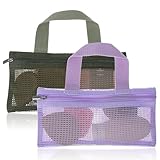 guduling 2 Pcs Toothbrush Pouch,Portable Travel Toothbrush Bag,Mesh Toothbrushs Pouch for Men and Women,Square Mesh Storage Bags with Zipper(Army green, Purple)