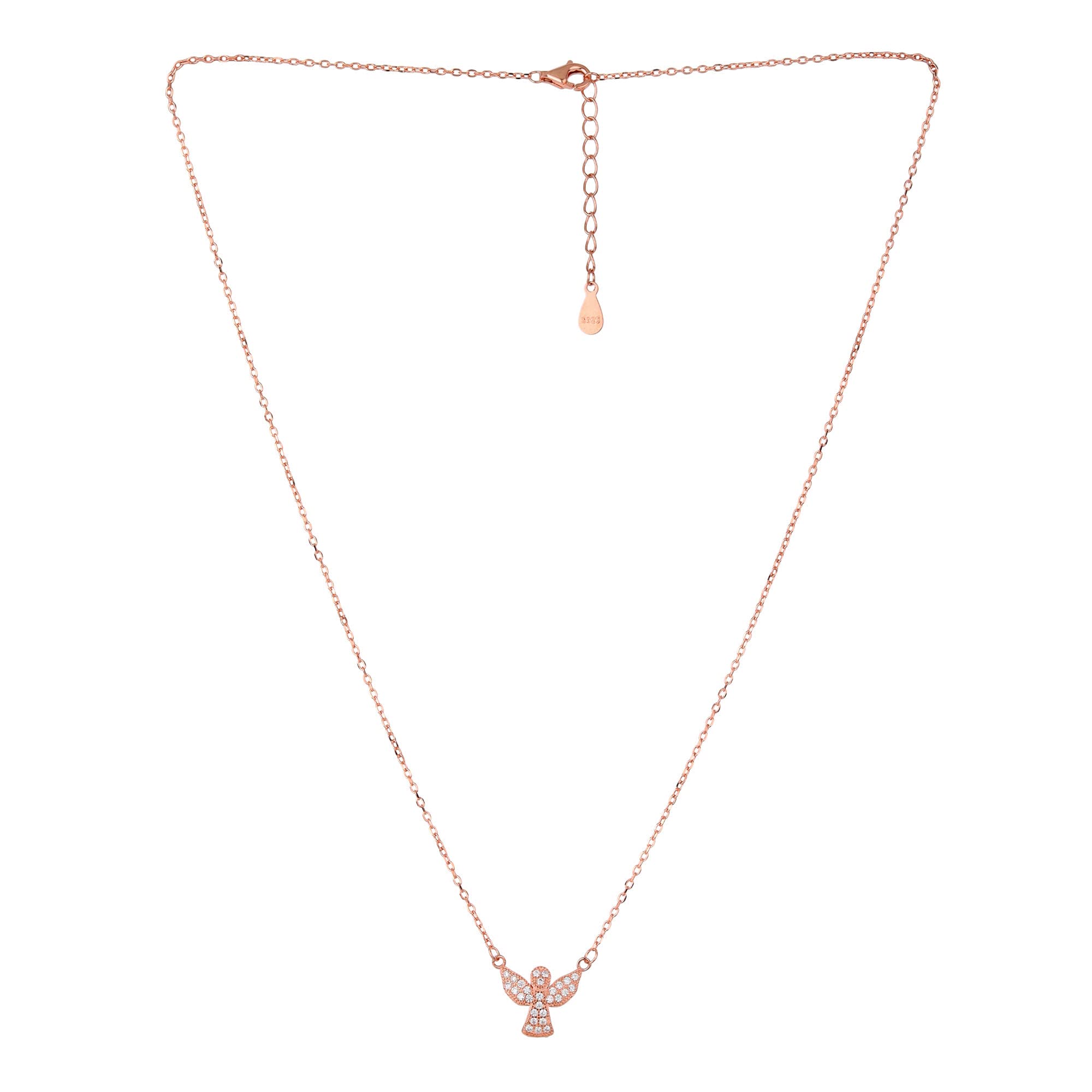 Rose Gold Toned Silver Angel Pendant
