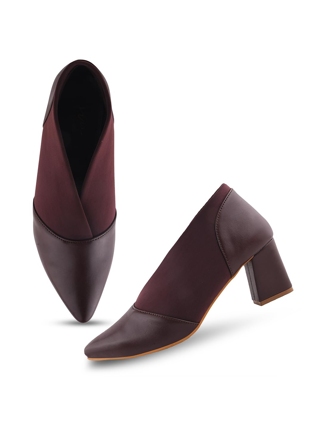 FROH FEET Pointed-Toe Block Heel Shoes with Smooth Finish (B0DB2JXVF9) Amazon Price History, Amazon Price Tracker